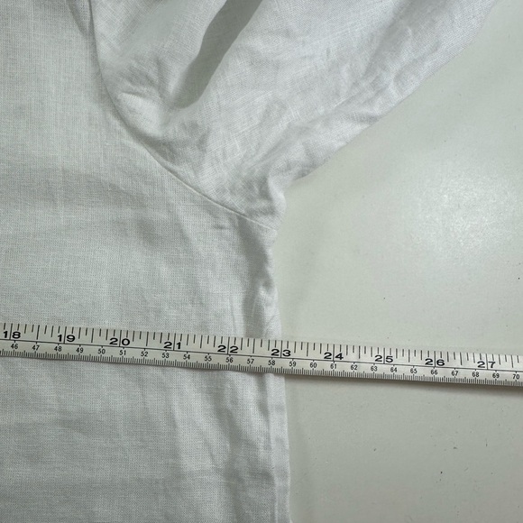 Lands End Women’s White Linen Beach Tunic V Neck Long Sleeve Pockets Mint Cond. - Picture 6 of 9